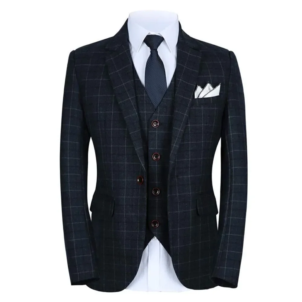 Men’s Mogu Plaid 3 Piece Suit Jacket 40 Pants 38 NWOT